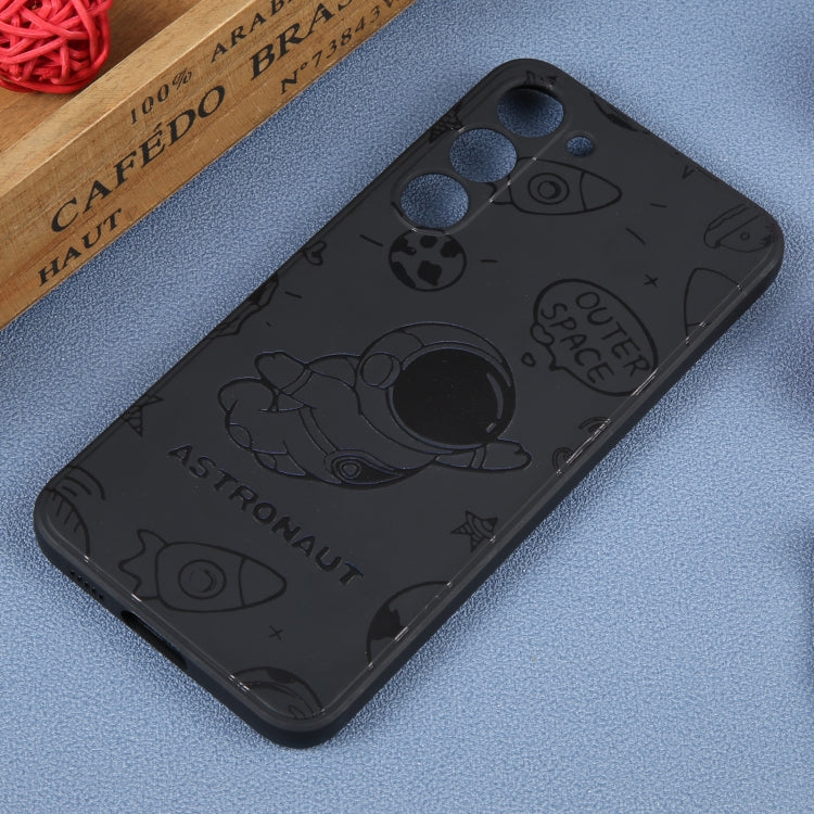 For Samsung Galaxy A91 Astronaut Pattern Silicone Straight Edge Phone Case(Flying Astronaut-Black) - free shipping - PMC TechLife - Order now!
