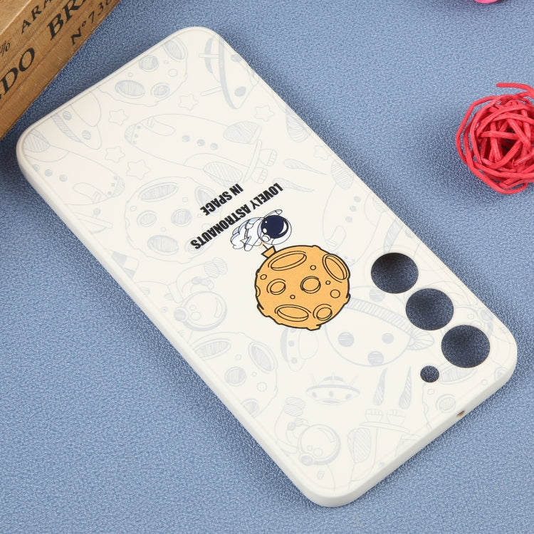 For Samsung Galaxy A91 Astronaut Pattern Silicone Straight Edge Phone Case(Lovely Astronaut-White) - free shipping - PMC TechLife - Order now!