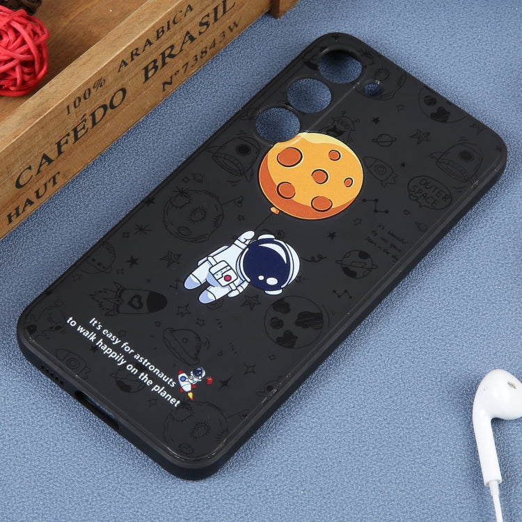 For Samsung Galaxy A50 Astronaut Pattern Silicone Straight Edge Phone Case(Planet Landing-Black) - free shipping - PMC TechLife - Order now!