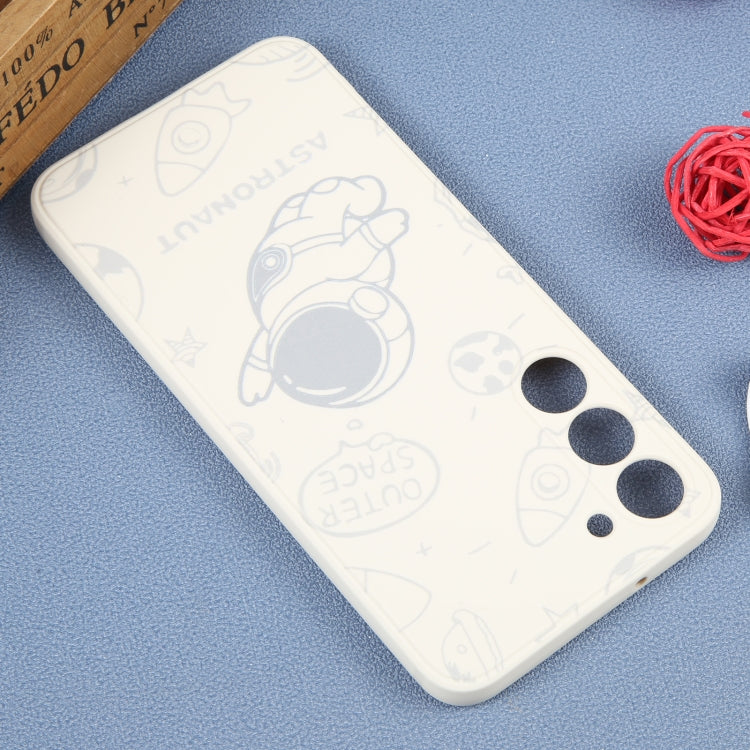 For Samsung Galaxy A32 4G Astronaut Pattern Silicone Straight Edge Phone Case(Flying Astronaut-White) - free shipping - PMC TechLife - Order now!