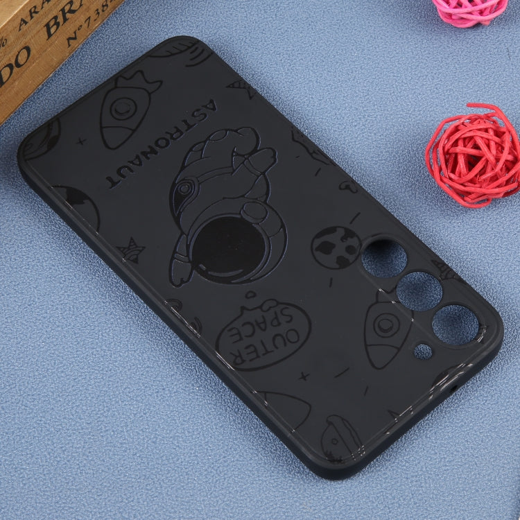 For Samsung Galaxy A12 Astronaut Pattern Silicone Straight Edge Phone Case(Flying Astronaut-Black) - free shipping - PMC TechLife - Order now!
