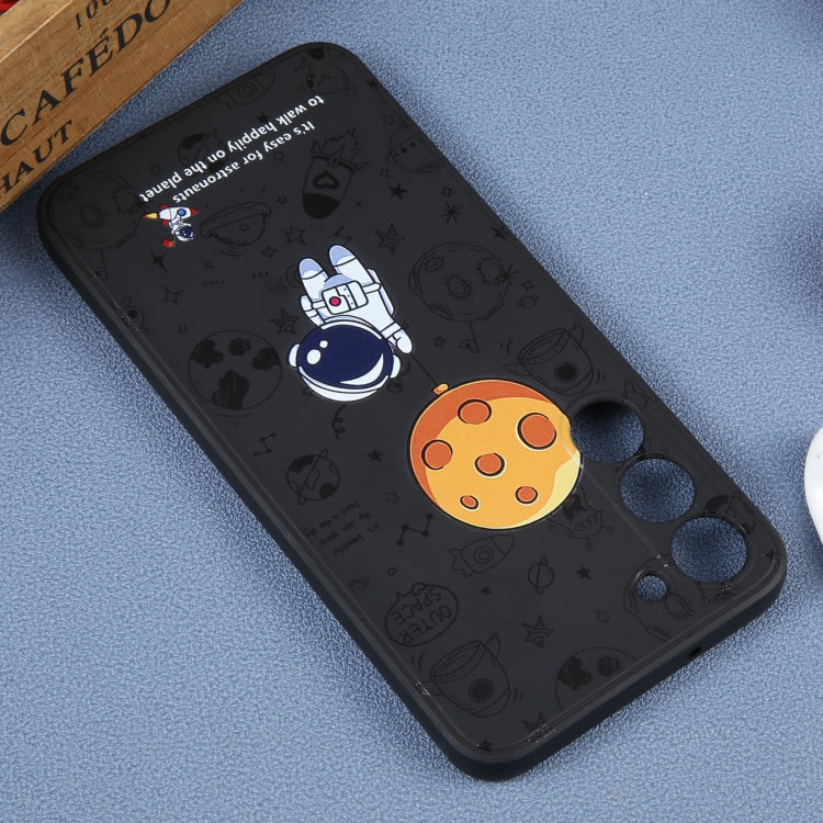 For Samsung Galaxy A21s Astronaut Pattern Silicone Straight Edge Phone Case(Planet Landing-Black) - free shipping - PMC TechLife - Order now!