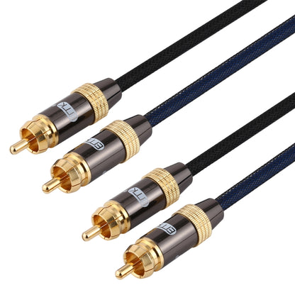 EMK 2 x RCA Male to 2 x RCA Male Gold Plated Connector Nylon Braid Coaxial Audio Cable for TV / Amplifier / Home Theater / DVD, Cable Length:5m(Black) - Audio Optical Cables by EMK | Online Shopping South Africa | PMC Jewellery | Buy Now Pay Later Mobicred