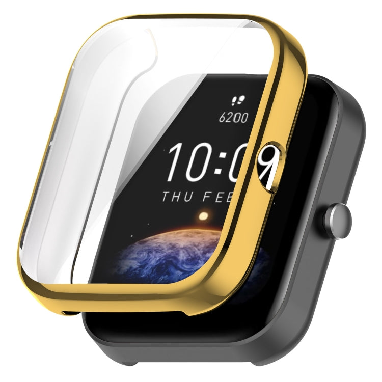 For Amazfit Bip 3 / Bip 3 Pro Universal Full Coverage TPU Electroplating Watch Protective Case(Gold) - Watch Cases by PMC Jewellery | Online Shopping South Africa | PMC Jewellery