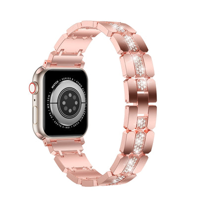 Diamond Metal Watch Band For Apple Watch 8 45mm(Pink) - Watch Bands by PMC Jewellery | Online Shopping South Africa | PMC Jewellery