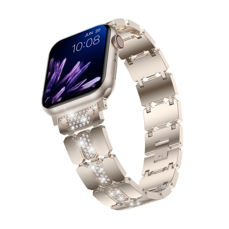 Diamond Metal Watch Band For Apple Watch 7 45mm(Starlight) - Watch Bands by PMC Jewellery | Online Shopping South Africa | PMC Jewellery