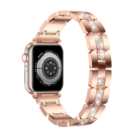 Diamond Metal Watch Band For Apple Watch 4 40mm(Rose Gold) - Watch Bands by PMC Jewellery | Online Shopping South Africa | PMC Jewellery