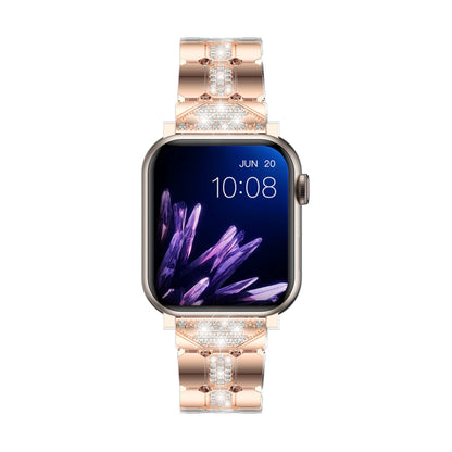 Diamond Metal Watch Band For Apple Watch 3 38mm(Rose Gold) - Watch Bands by PMC Jewellery | Online Shopping South Africa | PMC Jewellery