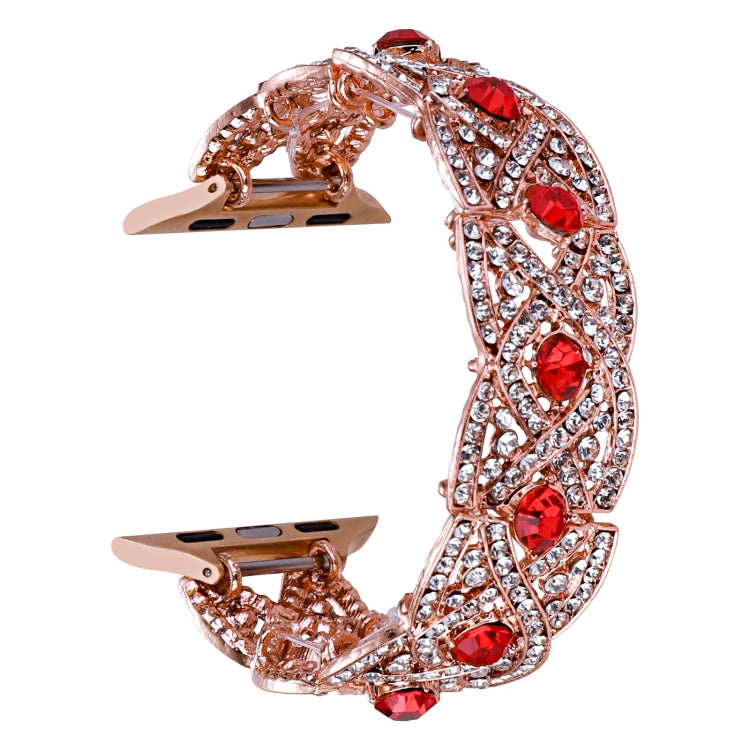 Diamonds Twist Metal Watch Band For Apple Watch SE 40mm(Rose Gold Red) - Watch Bands by PMC Jewellery | Online Shopping South Africa | PMC Jewellery