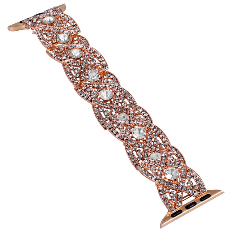 Diamonds Twist Metal Watch Band For Apple Watch SE 44mm(Rose Gold White) - Watch Bands by PMC Jewellery | Online Shopping South Africa | PMC Jewellery