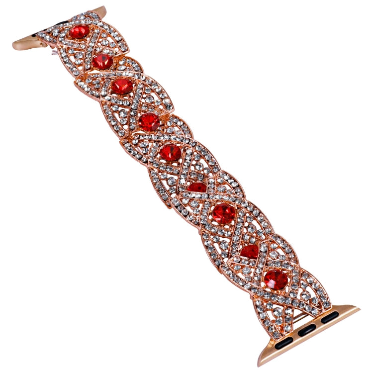 Diamonds Twist Metal Watch Band For Apple Watch 6 44mm(Rose Gold Red) - Watch Bands by PMC Jewellery | Online Shopping South Africa | PMC Jewellery