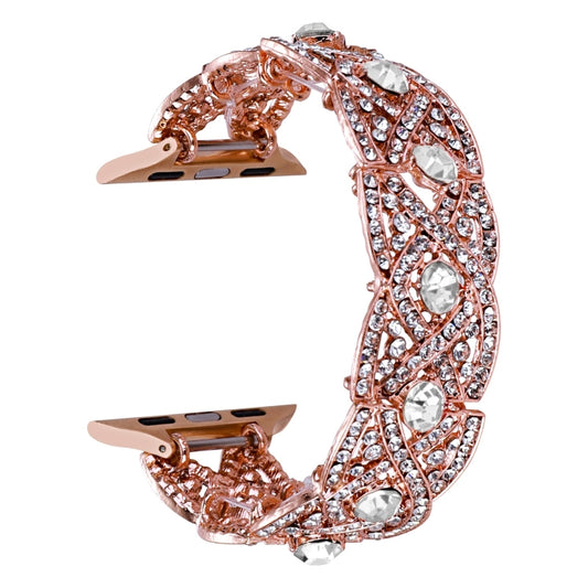 Diamonds Twist Metal Watch Band For Apple Watch 4 44mm(Rose Gold White) - Watch Bands by PMC Jewellery | Online Shopping South Africa | PMC Jewellery