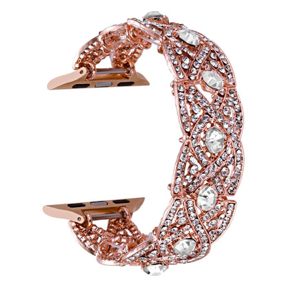 Diamonds Twist Metal Watch Band For Apple Watch 3 42mm(Rose Gold White) - Watch Bands by PMC Jewellery | Online Shopping South Africa | PMC Jewellery