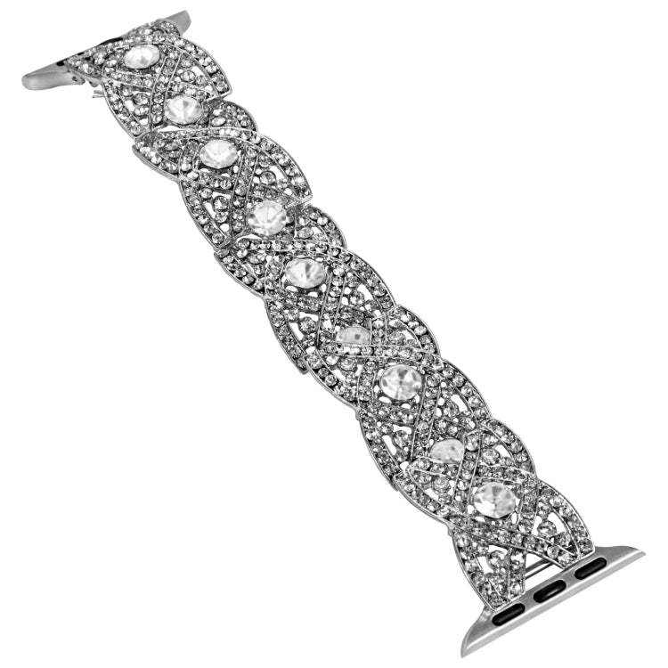 Diamonds Twist Metal Watch Band For Apple Watch 9 41mm(Silver) - Watch Bands by PMC TechLife | Online Shopping South Africa | PMC TechLife