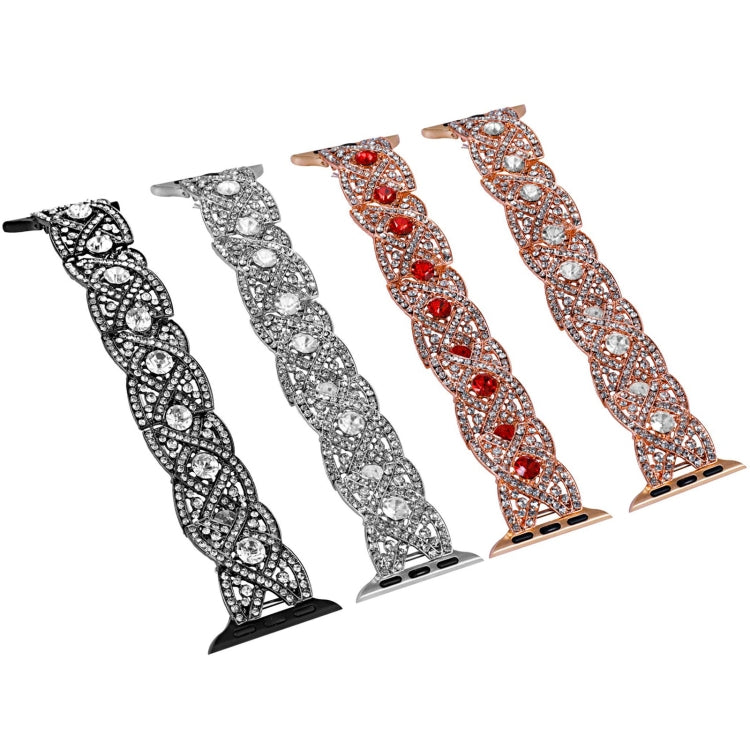 Diamonds Twist Metal Watch Band For Apple Watch 8 41mm(Rose Gold Red) - Watch Bands by PMC Jewellery | Online Shopping South Africa | PMC Jewellery