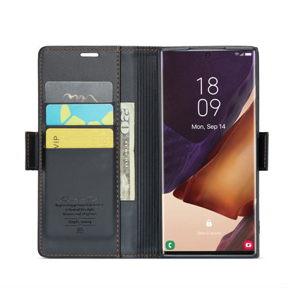 For Samsung Galaxy Note20 Ultra CaseMe 023 Butterfly Buckle Litchi Texture RFID Anti-theft Leather Phone Case(Black) - Galaxy Note20 Ultra Cases by CaseMe | Online Shopping South Africa | PMC Jewellery | Buy Now Pay Later Mobicred