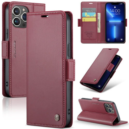 For iPhone 13 Pro Max CaseMe 023 Butterfly Buckle Litchi Texture RFID Anti-theft Leather Phone Case(Wine Red) - iPhone 13 Pro Max Cases by CaseMe | Online Shopping South Africa | PMC Jewellery