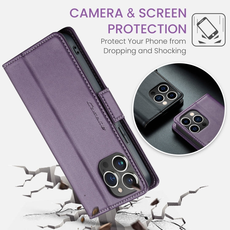 For iPhone 13 Pro Max CaseMe 023 Butterfly Buckle Litchi Texture RFID Anti-theft Leather Phone Case(Pearly Purple) - iPhone 13 Pro Max Cases by CaseMe | Online Shopping South Africa | PMC Jewellery