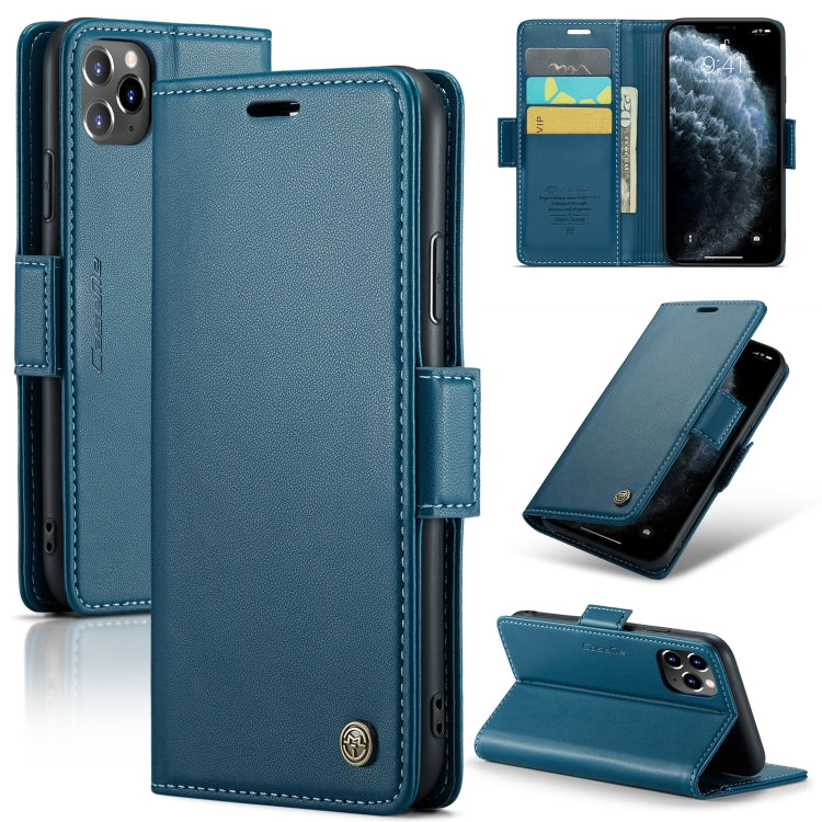 For iPhone 11 Pro Max CaseMe 023 Butterfly Buckle Litchi Texture RFID Anti-theft Leather Phone Case(Blue) - iPhone 11 Pro Max Cases by CaseMe | Online Shopping South Africa | PMC Jewellery