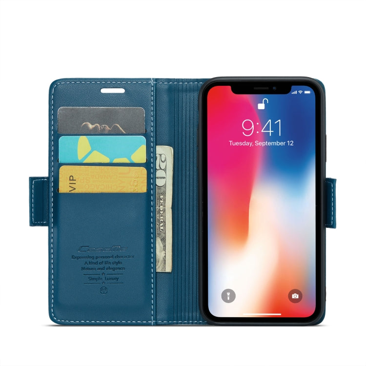 For iPhone XS Max CaseMe 023 Butterfly Buckle Litchi Texture RFID Anti-theft Leather Phone Case(Blue) - More iPhone Cases by CaseMe | Online Shopping South Africa | PMC Jewellery