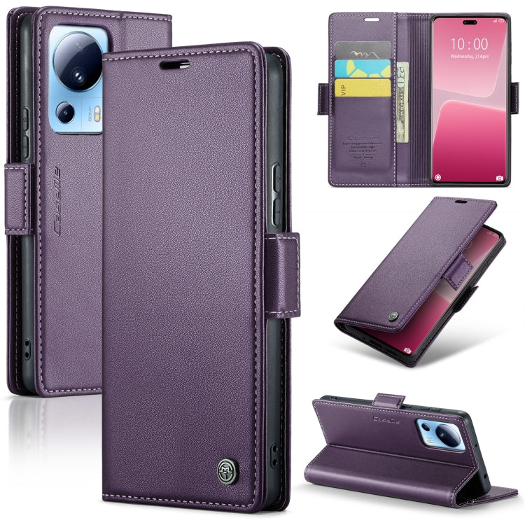 For Xiaomi 13 Lite CaseMe 023 Butterfly Buckle Litchi Texture RFID Anti-theft Leather Phone Case(Pearly Purple) - Xiaomi Cases by CaseMe | Online Shopping South Africa | PMC Jewellery | Buy Now Pay Later Mobicred