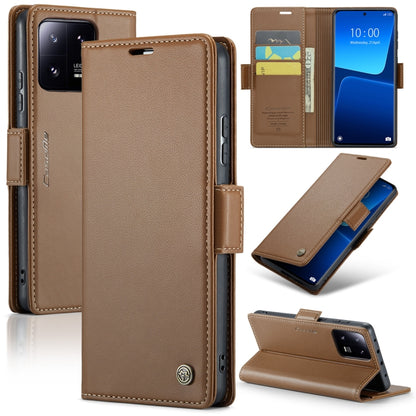 For Xiaomi 13 Pro CaseMe 023 Butterfly Buckle Litchi Texture RFID Anti-theft Leather Phone Case(Brown) - Xiaomi Cases by CaseMe | Online Shopping South Africa | PMC Jewellery | Buy Now Pay Later Mobicred