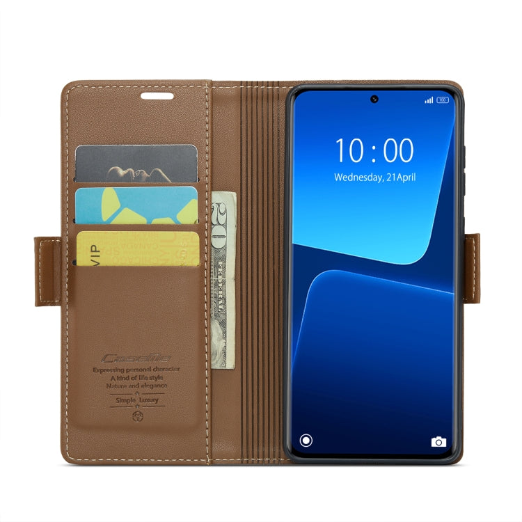 For Xiaomi 13 Pro CaseMe 023 Butterfly Buckle Litchi Texture RFID Anti-theft Leather Phone Case(Brown) - Xiaomi Cases by CaseMe | Online Shopping South Africa | PMC Jewellery | Buy Now Pay Later Mobicred