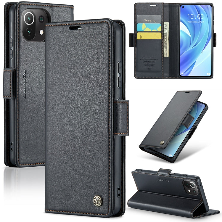 For Xiaomi Mi 11 Lite CaseMe 023 Butterfly Buckle Litchi Texture RFID Anti-theft Leather Phone Case(Black) - Xiaomi Cases by CaseMe | Online Shopping South Africa | PMC Jewellery | Buy Now Pay Later Mobicred