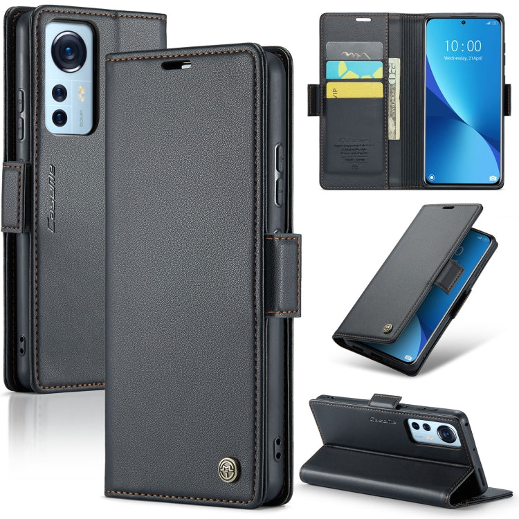 For Xiaomi 12 / 12X / 12S CaseMe 023 Butterfly Buckle Litchi Texture RFID Anti-theft Leather Phone Case(Black) - Xiaomi Cases by CaseMe | Online Shopping South Africa | PMC Jewellery | Buy Now Pay Later Mobicred