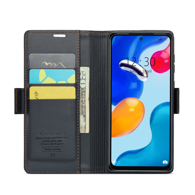 For Xiaomi Redmi Note 11 4G Global/Note 11S Global CaseMe 023 Butterfly Buckle Litchi Texture RFID Anti-theft Leather Phone Case(Black) - Xiaomi Cases by CaseMe | Online Shopping South Africa | PMC Jewellery