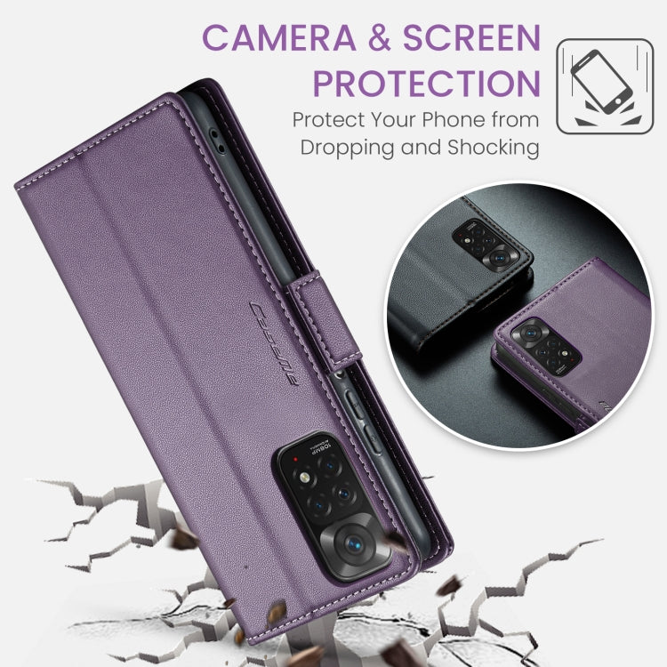 For Xiaomi Redmi Note 11 4G Global/Note 11S Global CaseMe 023 Butterfly Buckle Litchi Texture RFID Anti-theft Leather Phone Case(Pearly Purple) - Xiaomi Cases by CaseMe | Online Shopping South Africa | PMC Jewellery