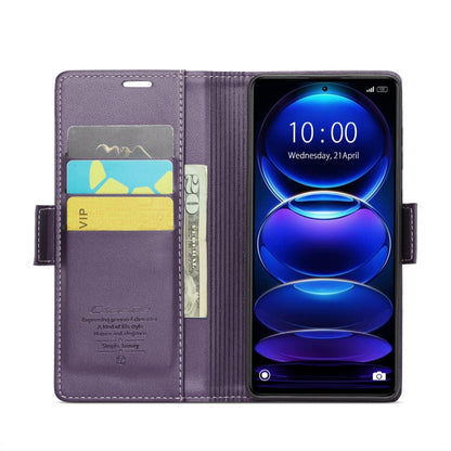 CaseMe 023 Butterfly Buckle Litchi Texture RFID Anti-theft Leather Phone Case For Xiaomi Poco X5 Pro 5G/Redmi Note 12 Pro 5G Global(Pearly Purple) - Xiaomi Cases by CaseMe | Online Shopping South Africa | PMC Jewellery | Buy Now Pay Later Mobicred