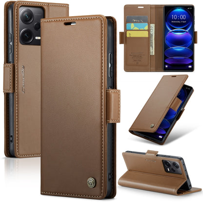 For Xiaomi Redmi Note 12 Pro+ 5G Global CaseMe 023 Butterfly Buckle Litchi Texture RFID Anti-theft Leather Phone Case(Brown) - Xiaomi Cases by CaseMe | Online Shopping South Africa | PMC Jewellery | Buy Now Pay Later Mobicred