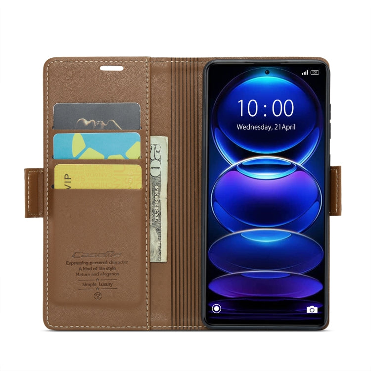 For Xiaomi Redmi Note 12 Pro+ 5G Global CaseMe 023 Butterfly Buckle Litchi Texture RFID Anti-theft Leather Phone Case(Brown) - Xiaomi Cases by CaseMe | Online Shopping South Africa | PMC Jewellery | Buy Now Pay Later Mobicred