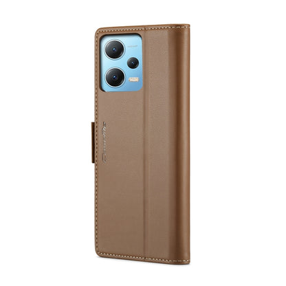 For Xiaomi Poco X5 5G/Redmi Note 12 5G Global CaseMe 023 Butterfly Buckle Litchi Texture RFID Anti-theft Leather Phone Case(Brown) - Xiaomi Cases by CaseMe | Online Shopping South Africa | PMC Jewellery | Buy Now Pay Later Mobicred