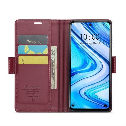 For Xiaomi Redmi Note 9S/Note 9 Pro/Note 9 Pro Max CaseMe 023 Butterfly Buckle Litchi Texture RFID Anti-theft Leather Phone Case(Wine Red) - Xiaomi Cases by CaseMe | Online Shopping South Africa | PMC Jewellery