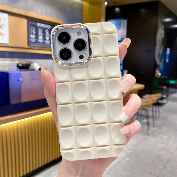 For iPhone 14 Pro Max Groove Pattern Electroplating TPU Phone Case(White) - iPhone 14 Pro Max Cases by PMC Jewellery | Online Shopping South Africa | PMC Jewellery