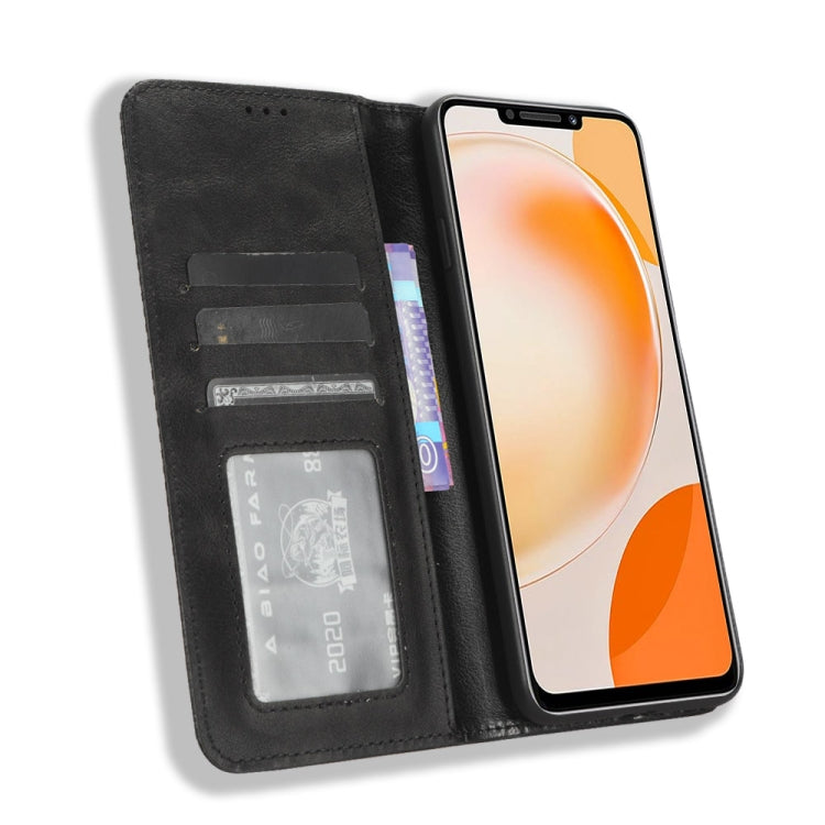 For Huawei Enjoy 60X Magnetic Buckle Retro Texture Leather Phone Case(Black) - free shipping - PMC TechLife - Order now!