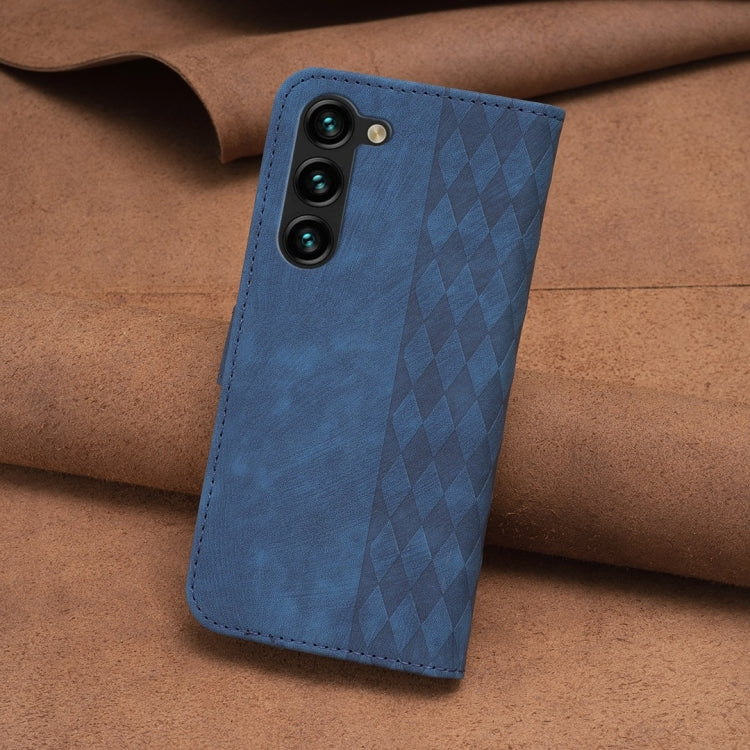 For Samsung Galaxy S23+ 5G Plaid Embossed Leather Phone Case(Blue) - free shipping - PMC TechLife - Order now!