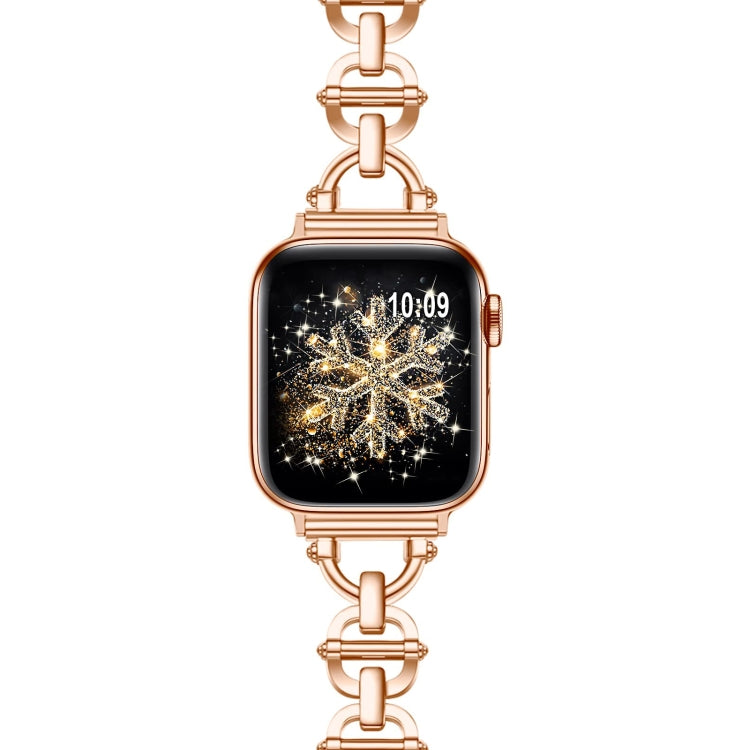 Ladder Buckle Metal Watch Band For Apple Watch SE 2022 40mm(Rose Gold) - Watch Bands by PMC Jewellery | Online Shopping South Africa | PMC Jewellery