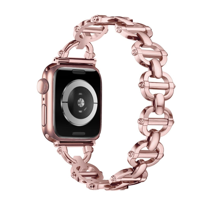 Ladder Buckle Metal Watch Band For Apple Watch 38mm(Pink) - Watch Bands by PMC Jewellery | Online Shopping South Africa | PMC Jewellery