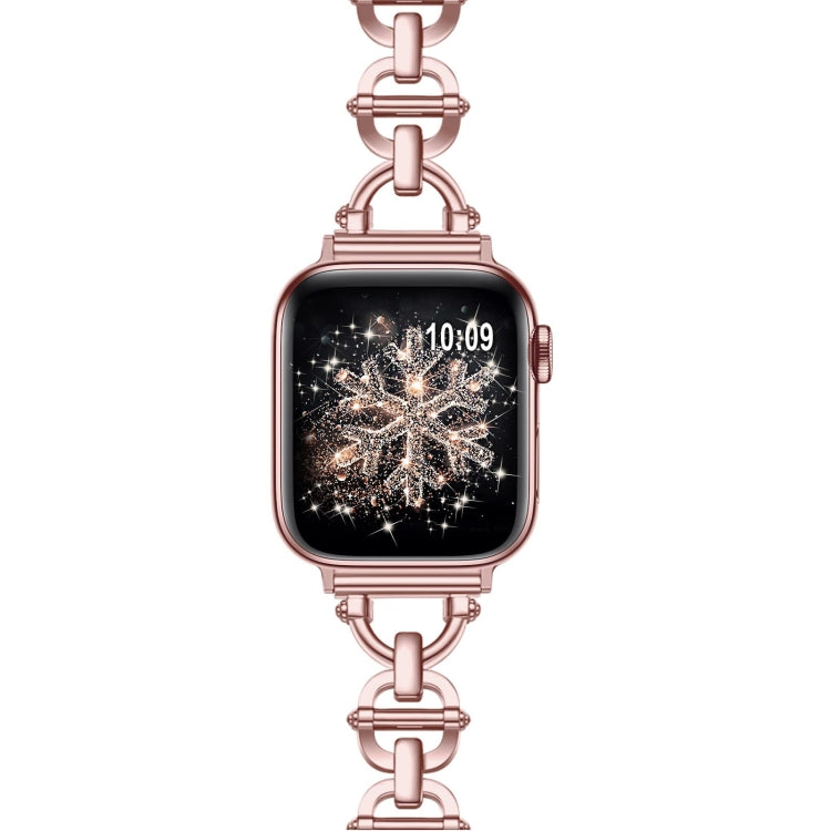 Ladder Buckle Metal Watch Band For Apple Watch 38mm(Pink) - Watch Bands by PMC Jewellery | Online Shopping South Africa | PMC Jewellery