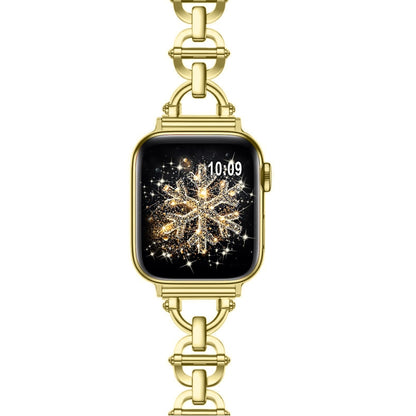 Ladder Buckle Metal Watch Band For Apple Watch 38mm(Gold) - Watch Bands by PMC Jewellery | Online Shopping South Africa | PMC Jewellery