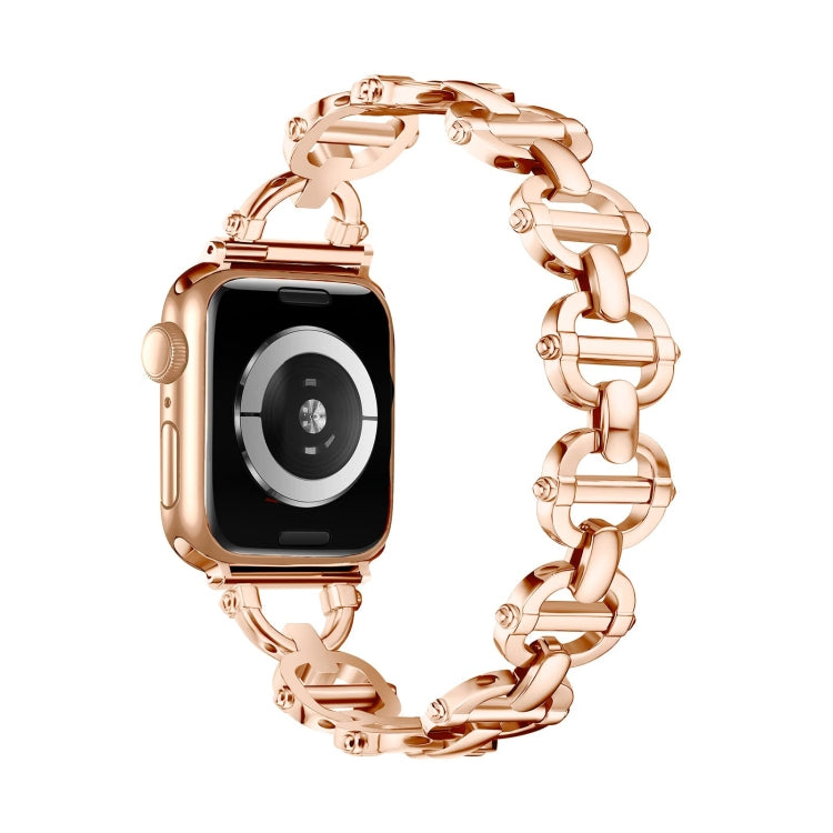 Ladder Buckle Metal Watch Band For Apple Watch 38mm(Rose Gold) - Watch Bands by PMC Jewellery | Online Shopping South Africa | PMC Jewellery