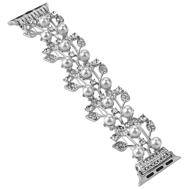 Four-leaf Bead Metal Watch Band For Apple Watch 8 45mm(Silver) - Watch Bands by PMC Jewellery | Online Shopping South Africa | PMC Jewellery