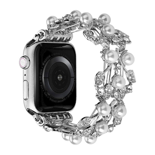 Four-leaf Bead Metal Watch Band For Apple Watch SE 40mm(Silver) - Watch Bands by PMC Jewellery | Online Shopping South Africa | PMC Jewellery