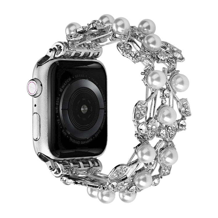 Four-leaf Bead Metal Watch Band For Apple Watch 3 42mm(Silver) - Watch Bands by PMC TechLife | Online Shopping South Africa | PMC TechLife