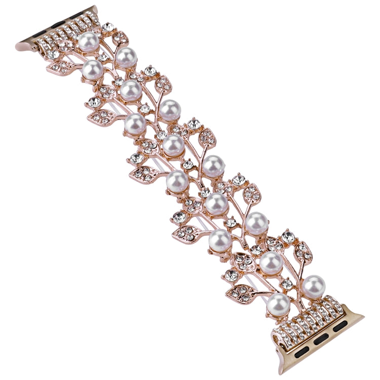 Four-leaf Bead Metal Watch Band For Apple Watch 2 42mm(Rose Gold) - Watch Bands by PMC TechLife | Online Shopping South Africa | PMC TechLife