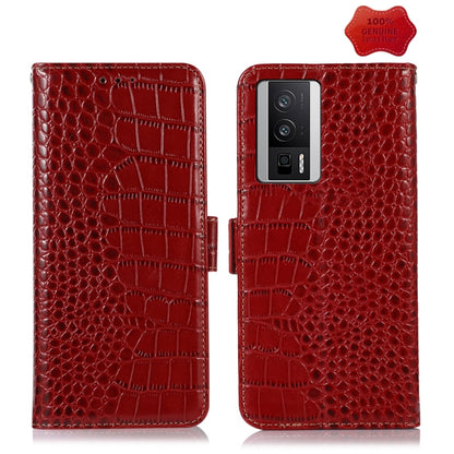 For Xiaomi Redmi K60 / K60 Pro 5G / Poco F5 Pro Crocodile Top Layer Cowhide Leather Phone Case(Red) - Xiaomi Cases by PMC Jewellery | Online Shopping South Africa | PMC Jewellery