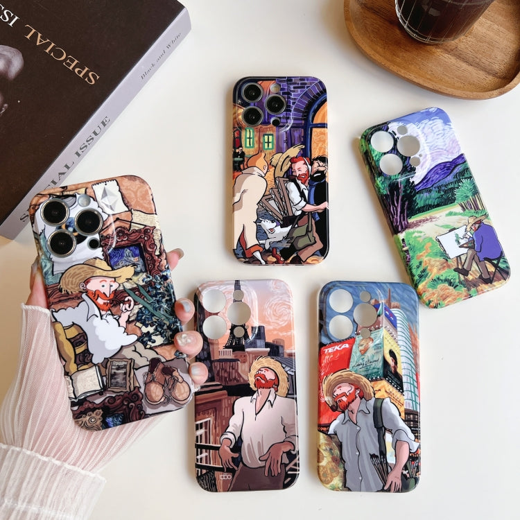 For iPhone 12 Precise Hole Oil Painting Pattern PC Phone Case(Puppy) - iPhone 12 / 12 Pro Cases by PMC TechLife | Online Shopping South Africa | PMC TechLife